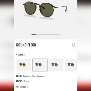 Ray-Ban round fleck Havana green lenses size 49/21